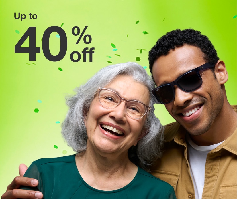 Get 40% off prescription glasses
and up to 50% off frames only