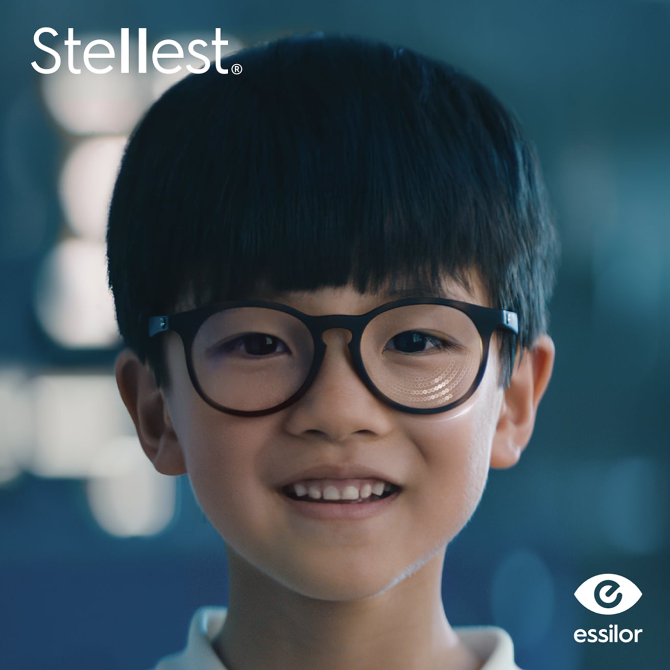 Child wearing Essilor Stellest lenses