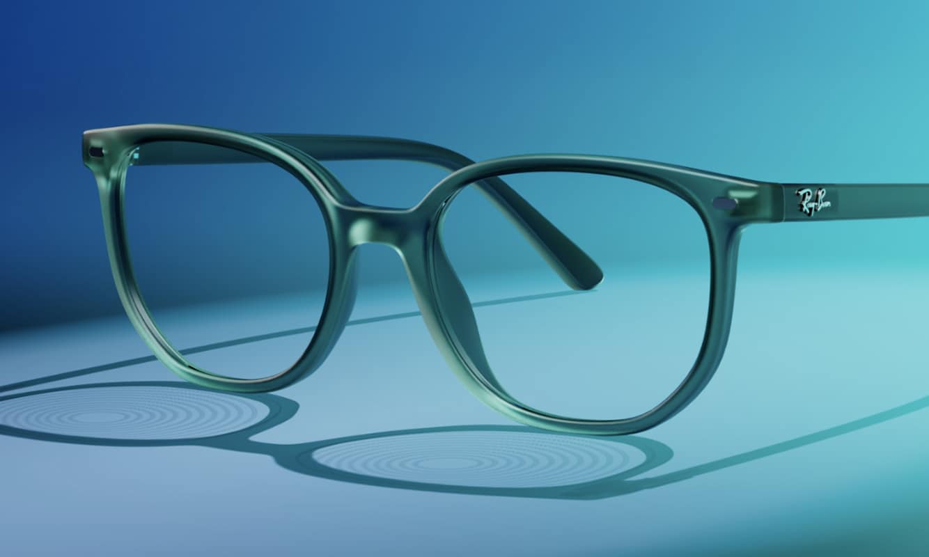 Essilor Stellest lenses on a blue background