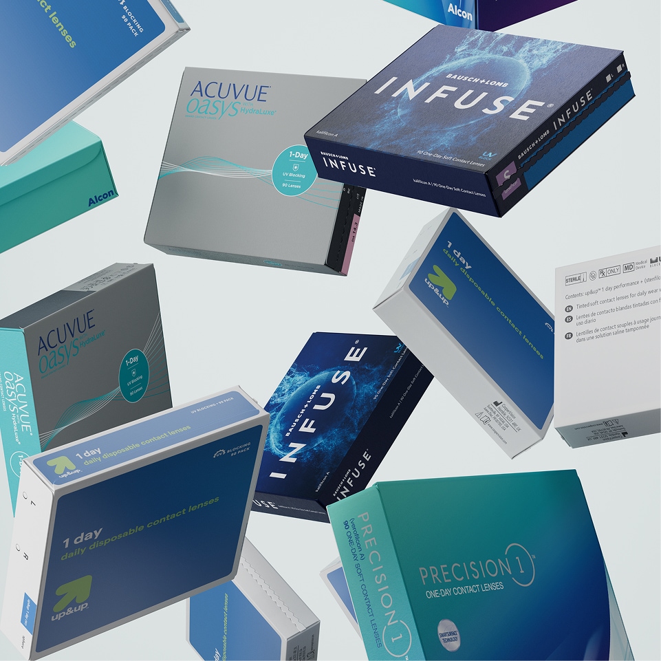 Contact lenses on display