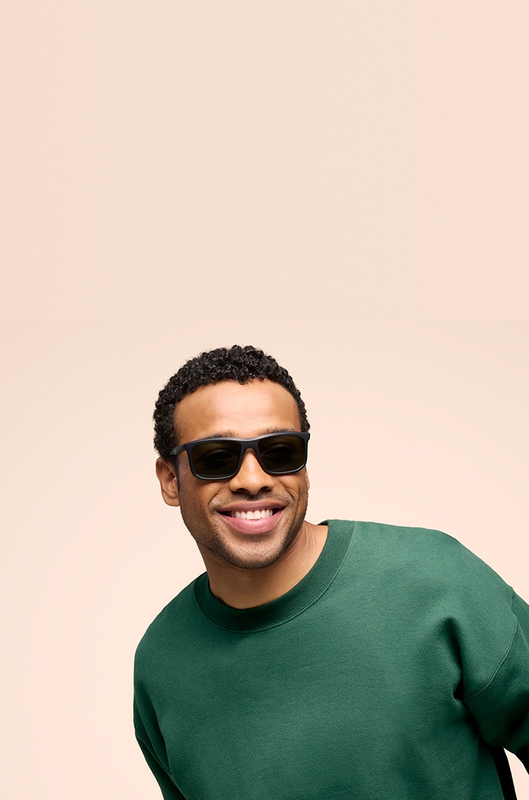 Man wearing polarized sunglasses